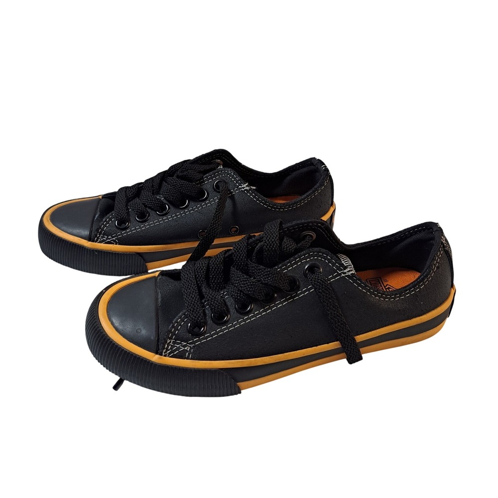 Harley-Davidson Sneakers Women 5.5 Black Orange Good‎ Leather Low Top D83816